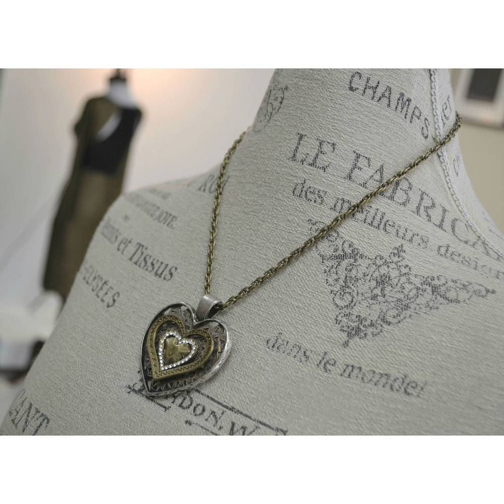 Anthro Heart Necklace Love Pendant Silver Gold New